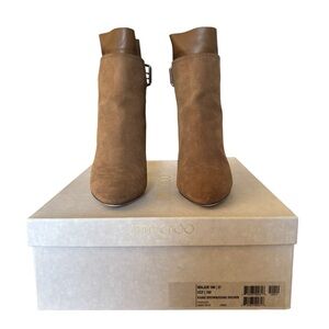 Jimmy Choo Camel Brown Suede Ankle Boot Heels